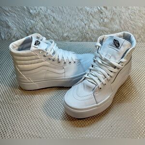 Vans Unisex SK8 HI Triple True White Canvas Hi Top Shoes Style# 500714 M-6.5 W-8